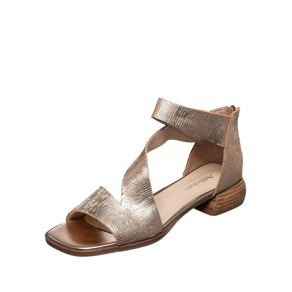 NEW ANTELOPE women's leigh low block heel gladiator sandals in gold